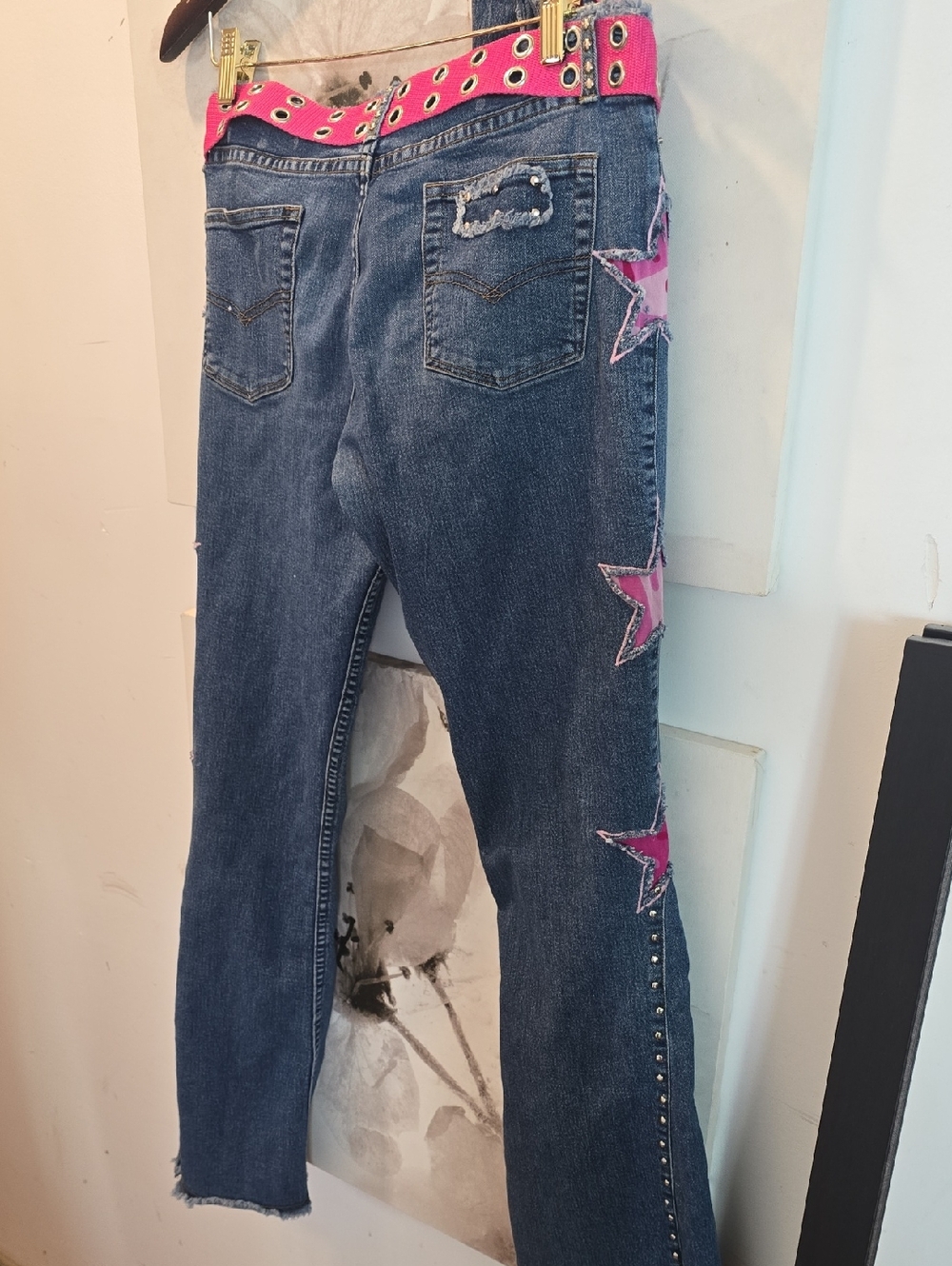 ⭐️Vintage 80's Custom Denim 2pce Set Pink Camo Stars & Stretch Denim - Picture 13 of 16